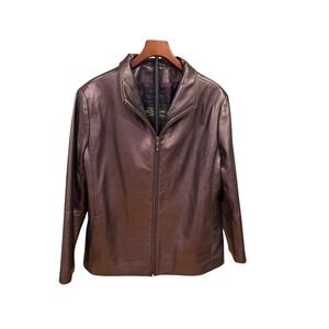 Vtg Y2K Marco Polo Metallic Bronze Leather Jacket Womens XL USA Made Rockermama